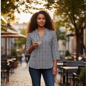 Ellie Kai - Elegant Black and White Women's Top Size Large